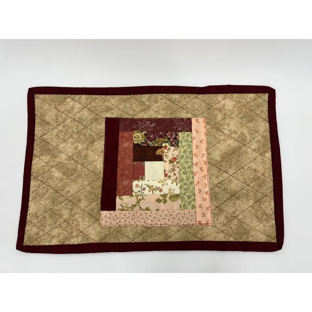 Set of 4 Quilted Placemats Patchwork Pattern Handmade Farmhouse Grannycore